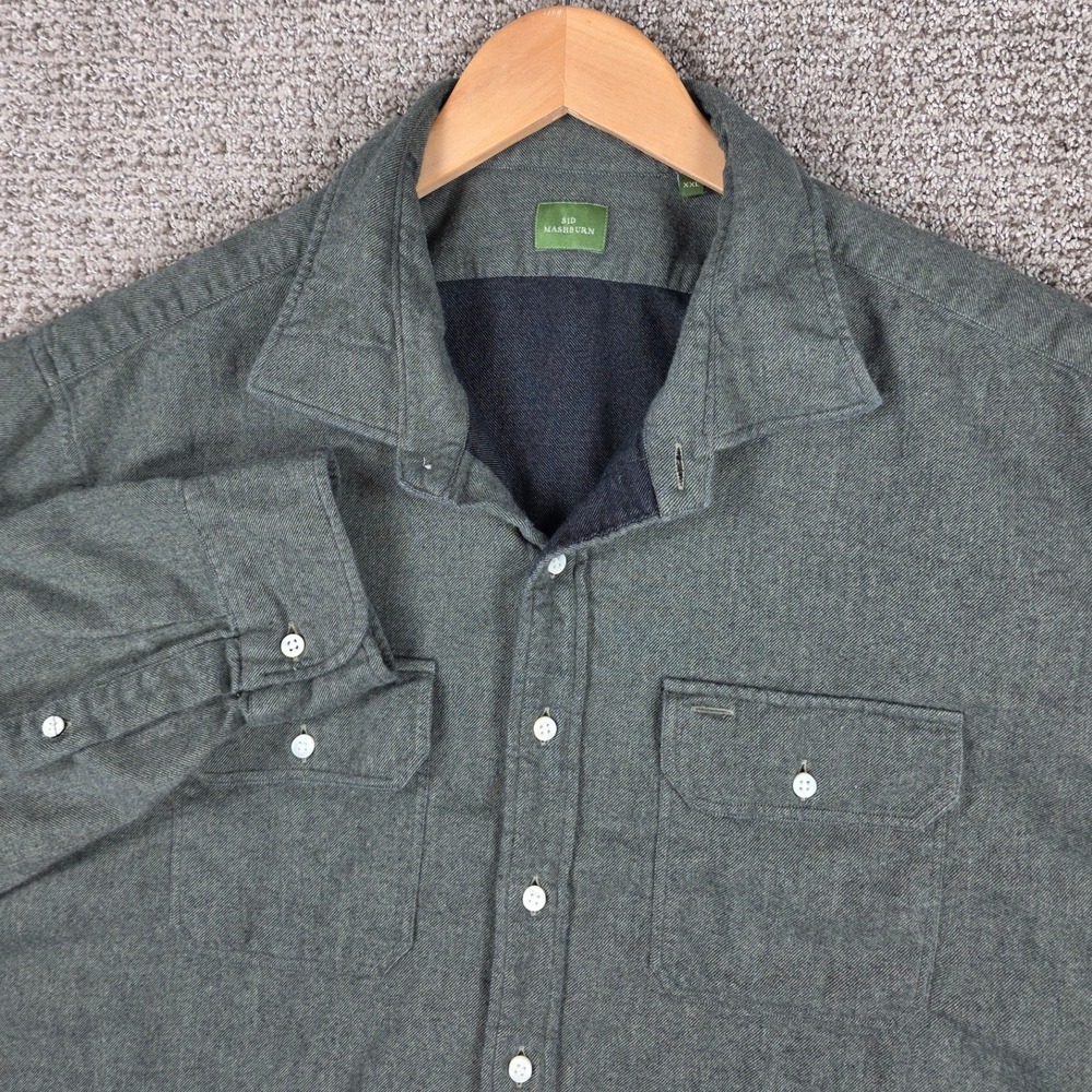 Sid Mashburn Mens XXL Green Flannel Button Down Work Shirt Double Pocket Lined
